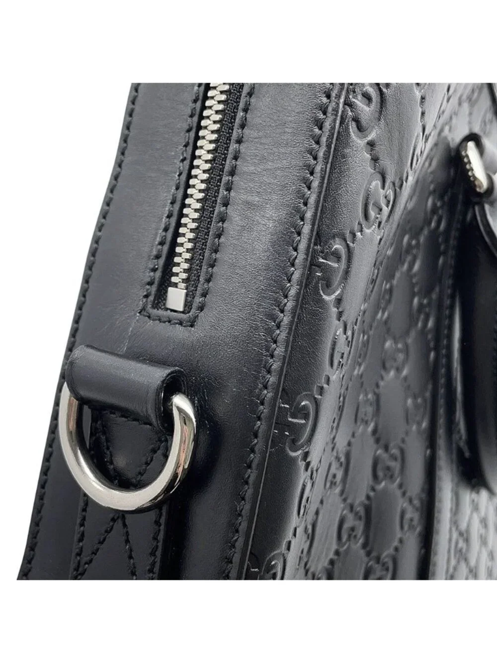 Gucci Shoulder Bag Briefcase GG Guccissima Leather Business 2-Way Black